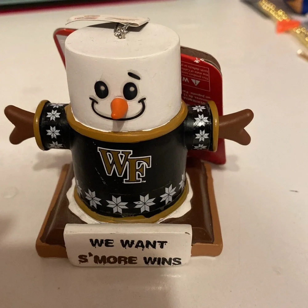 Forever Collectibles Wake Forest S’mores Ornament with Black & White Sweater NWT